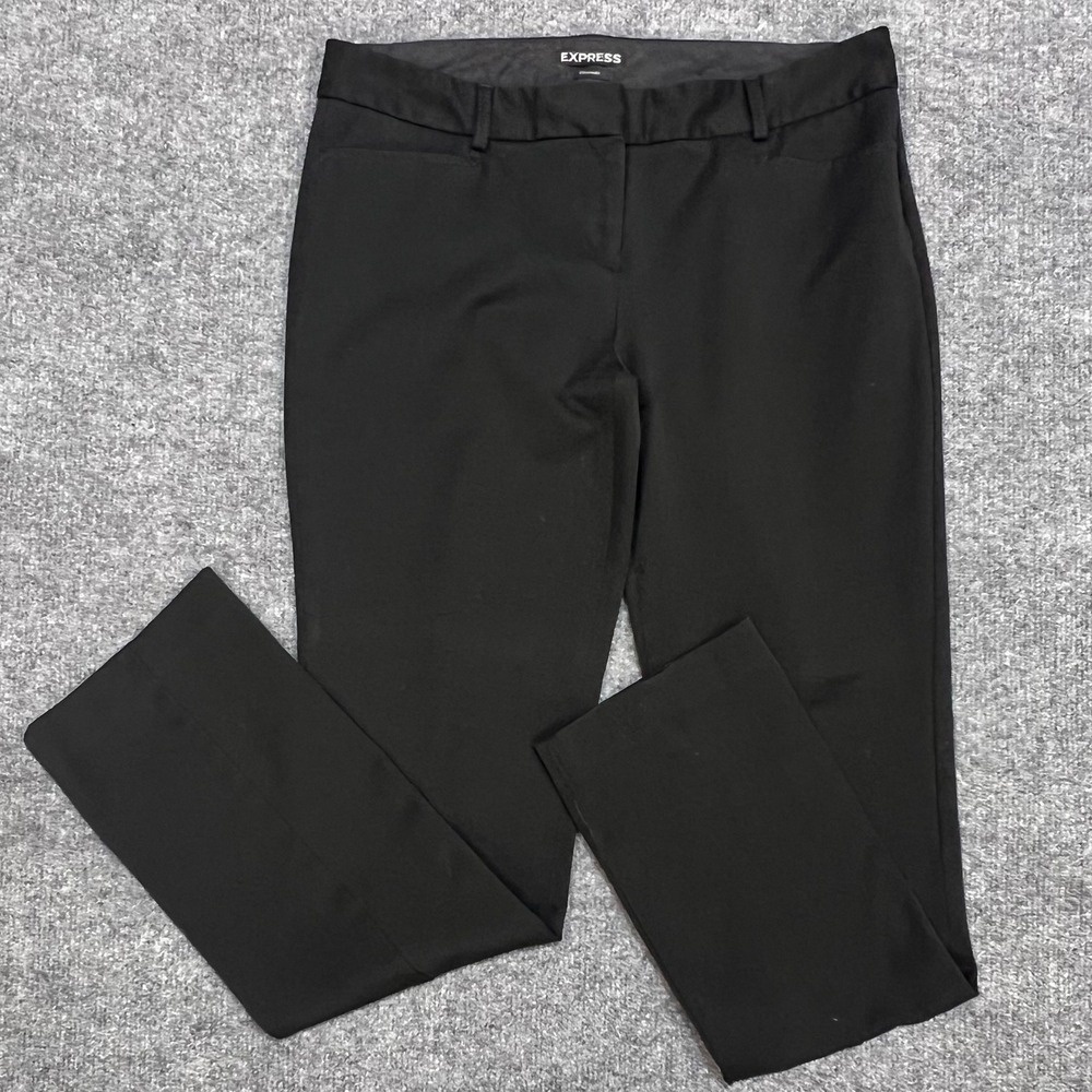 Express Columnist Pants Women 4R Black Mid Rise Straight Leg Stretch Trousers